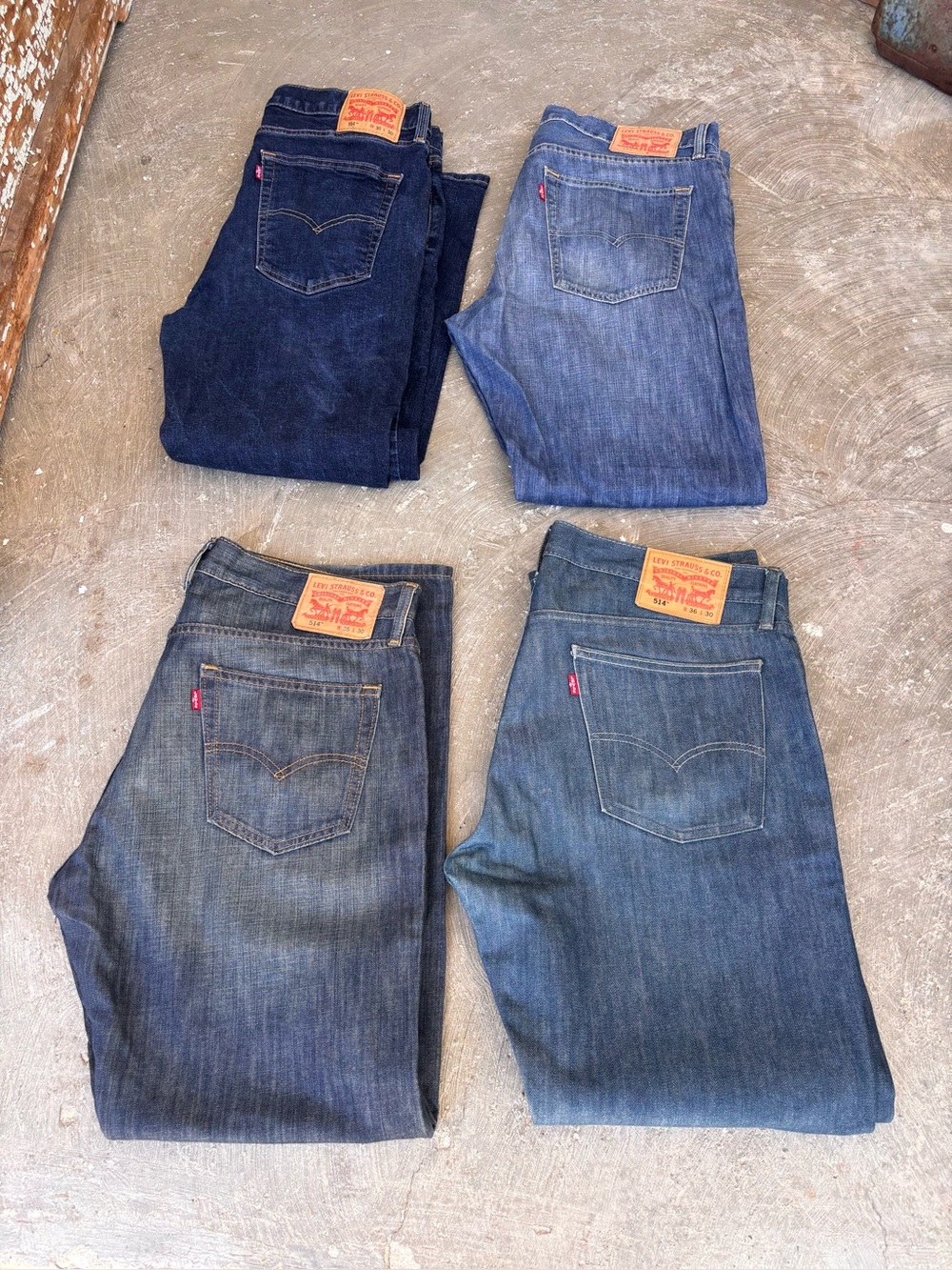 Lot of 4 Levis 514 Jeans Men (2) 36X30  (2) 36x29